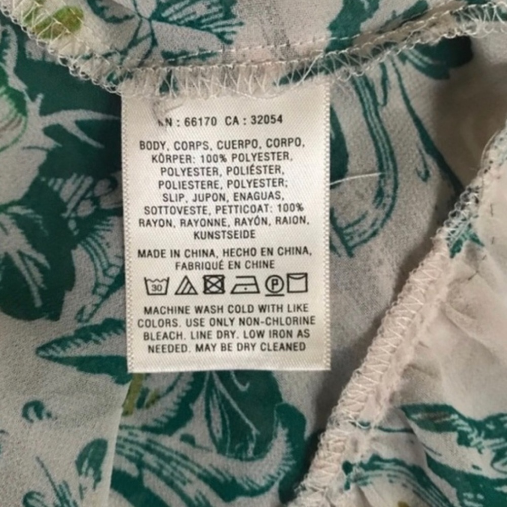 Anthropologie White Dress with Green Botanical & Black Leopard Print - Picture 9 of 9
